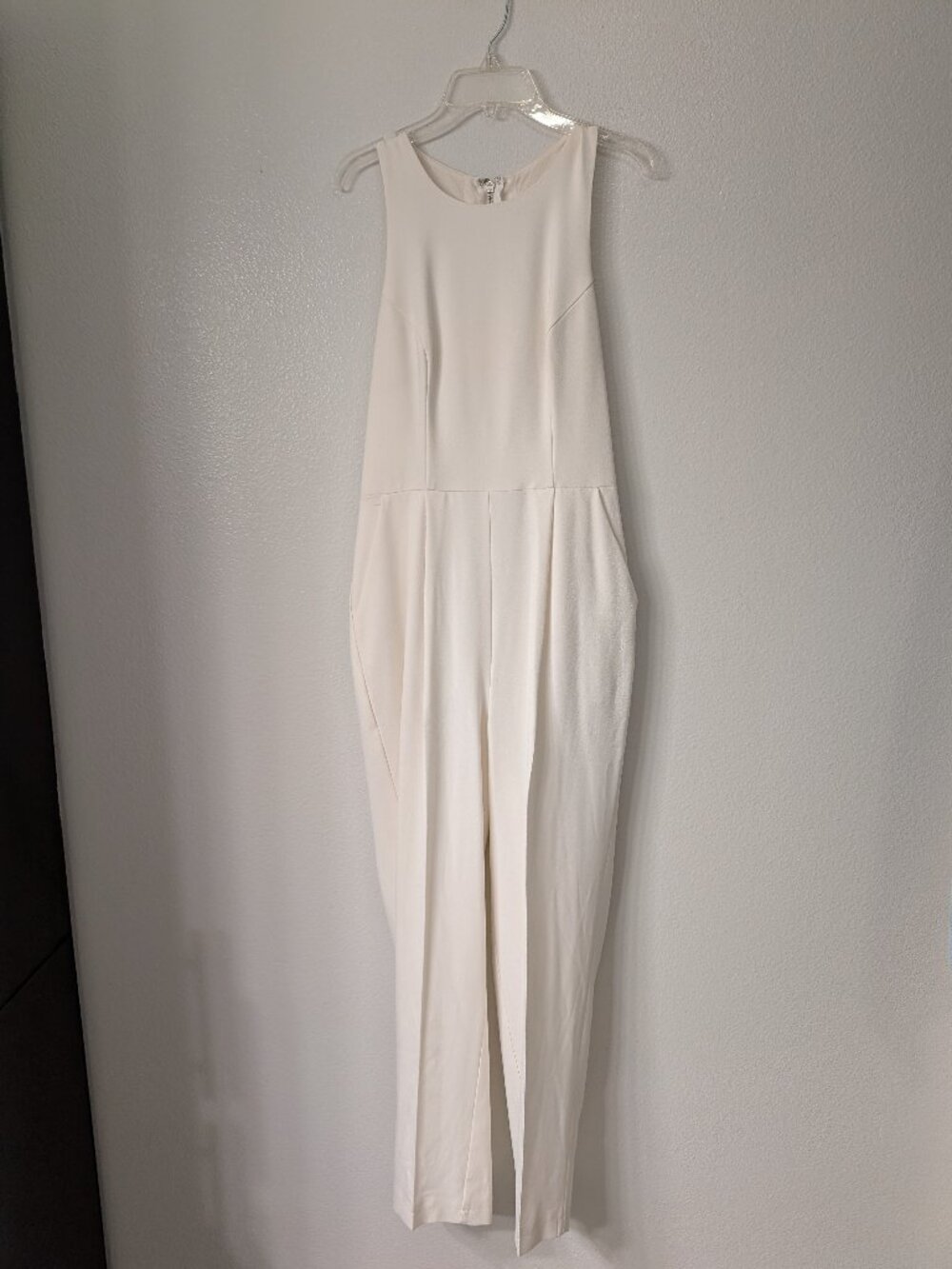 NBD x Naven Twins Cream Sleeveless Straight Leg Jumpsuit Size M Zip Back Cutout